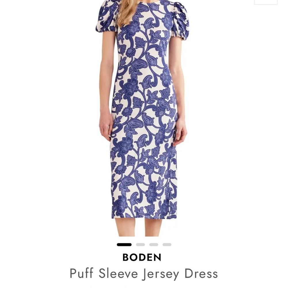 EUC Boden puff sleeve jersey midi dress SZ 4
